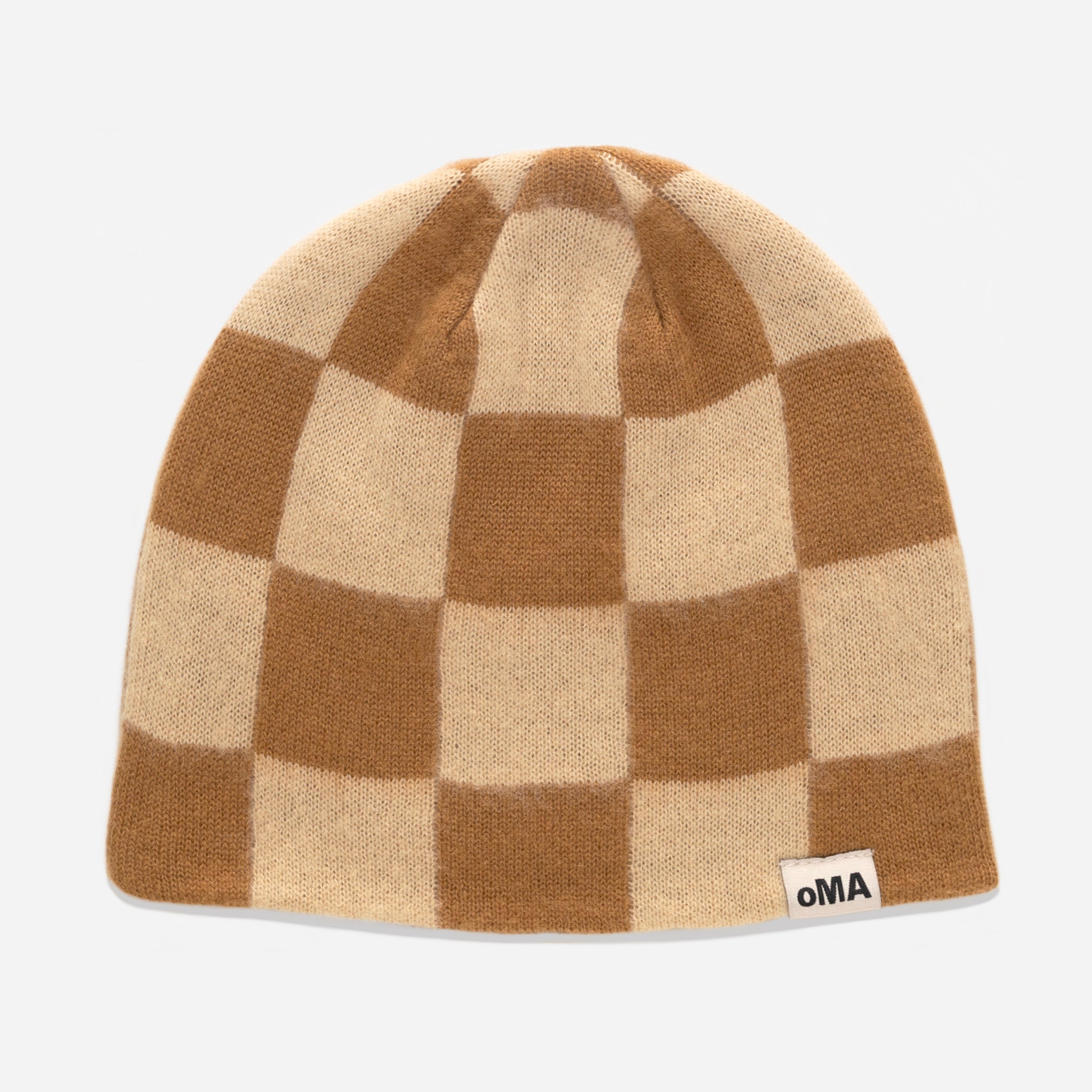 CHECKERED MOHAIR SKULL CAP (COFFEE) – oMA DESIGN STUDIOS